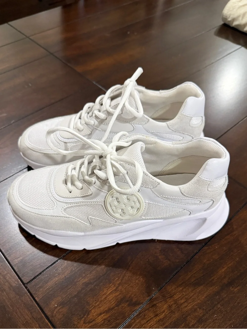 Tory Burch Sawyer Trainer Sneakers White Leather Mesh Size 7.5 - Picture 4 of 8